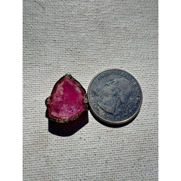 17.5 cts. Watermelon Tourmaline Natural Crystal Slice - Custom Cabochon #4 - Picture 3 of 5